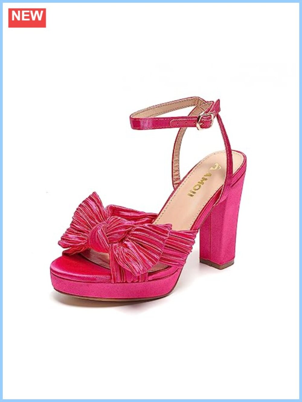 Women's Platform Heels Ankle Strap Bowknot Chunky Sandals 4 Inch Satin Wedding
